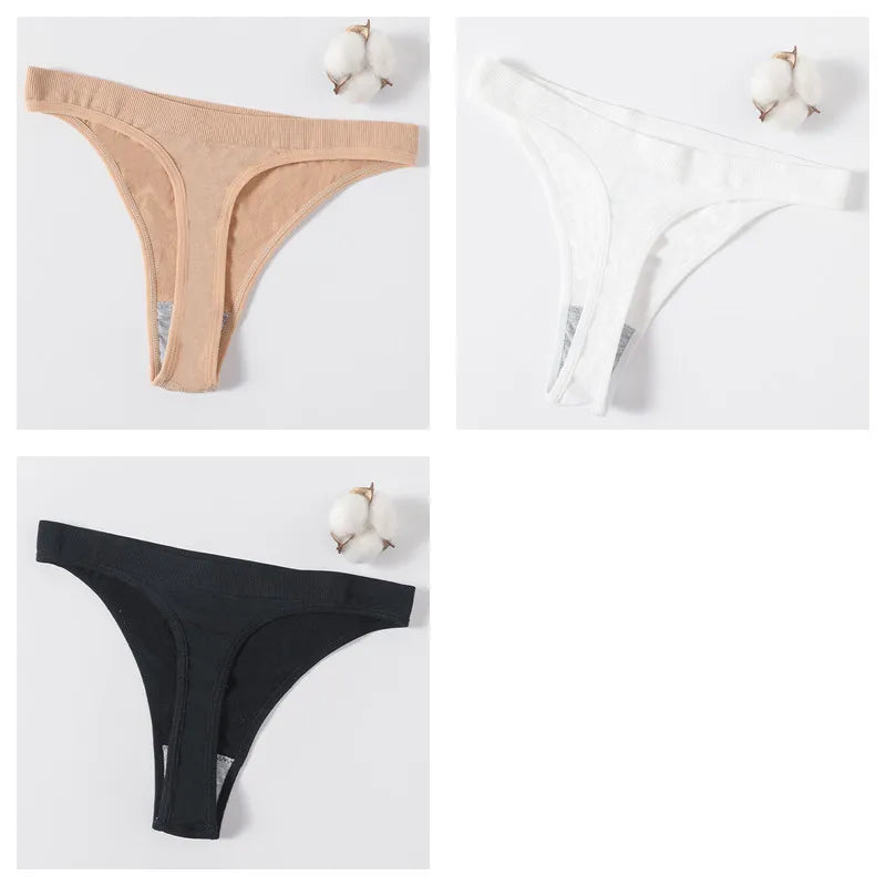 3PCS Seamless Thong Set – Romantic High-Waist Elegance