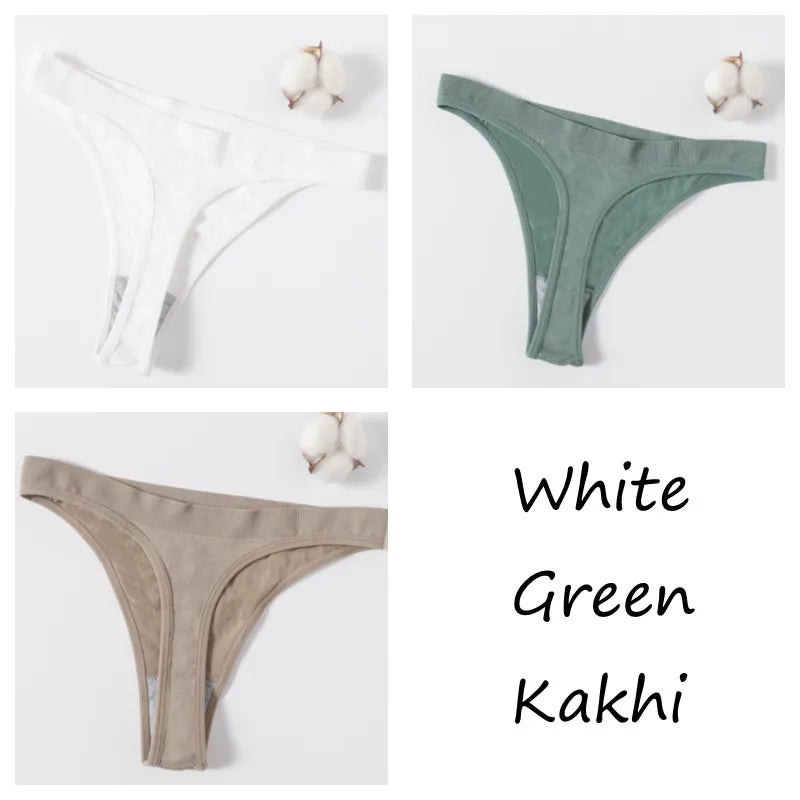 3PCS Seamless Thong Set – Romantic High-Waist Elegance