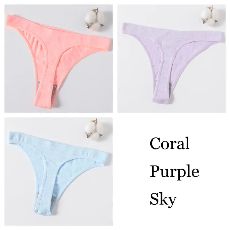 3PCS Seamless Thong Set – Romantic High-Waist Elegance