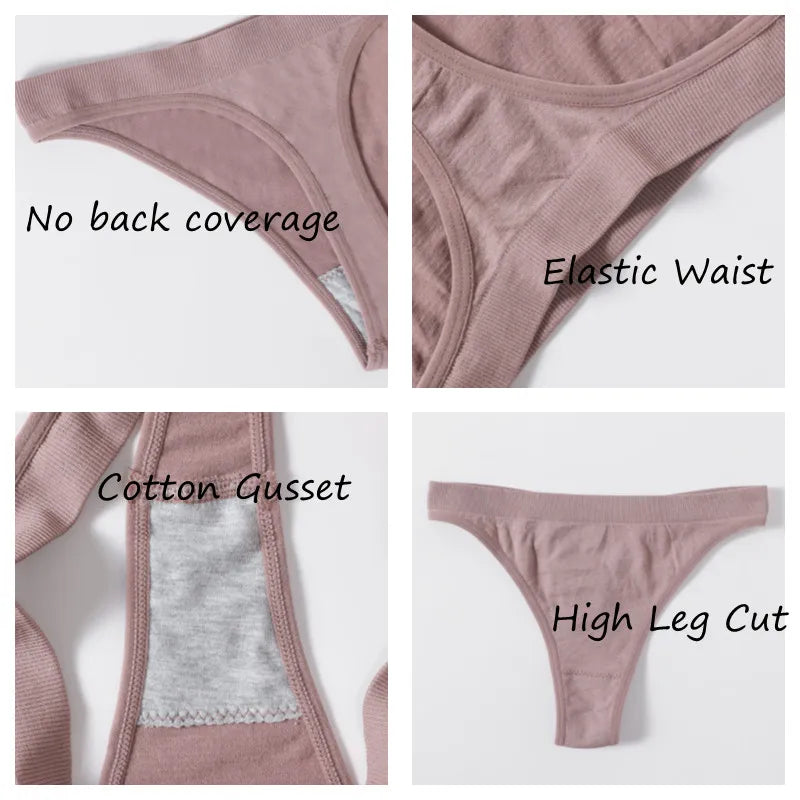 3PCS Seamless Thong Set – Romantic High-Waist Elegance
