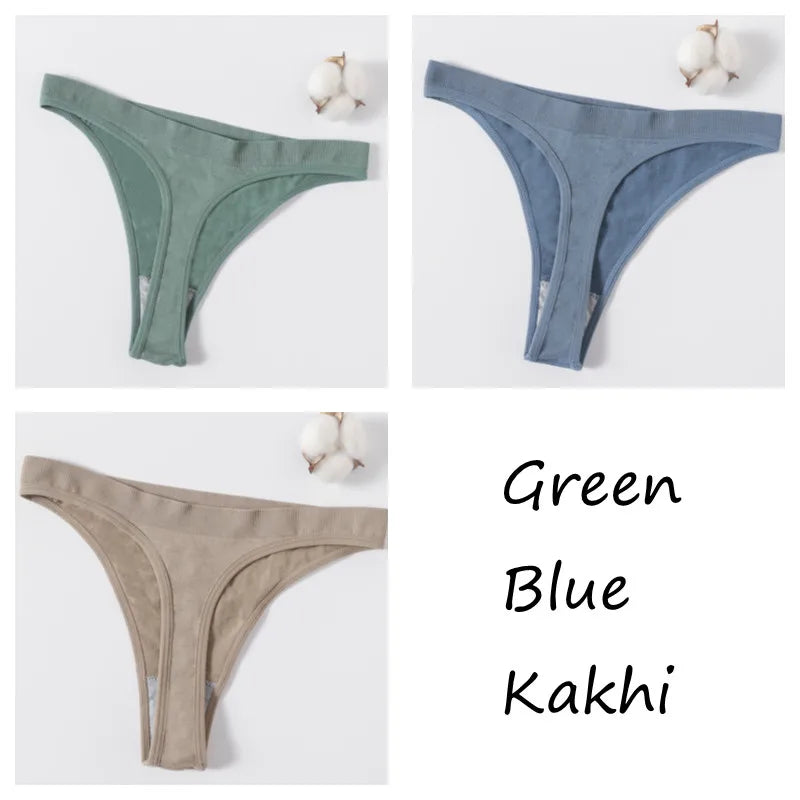 3PCS Seamless Thong Set – Romantic High-Waist Elegance