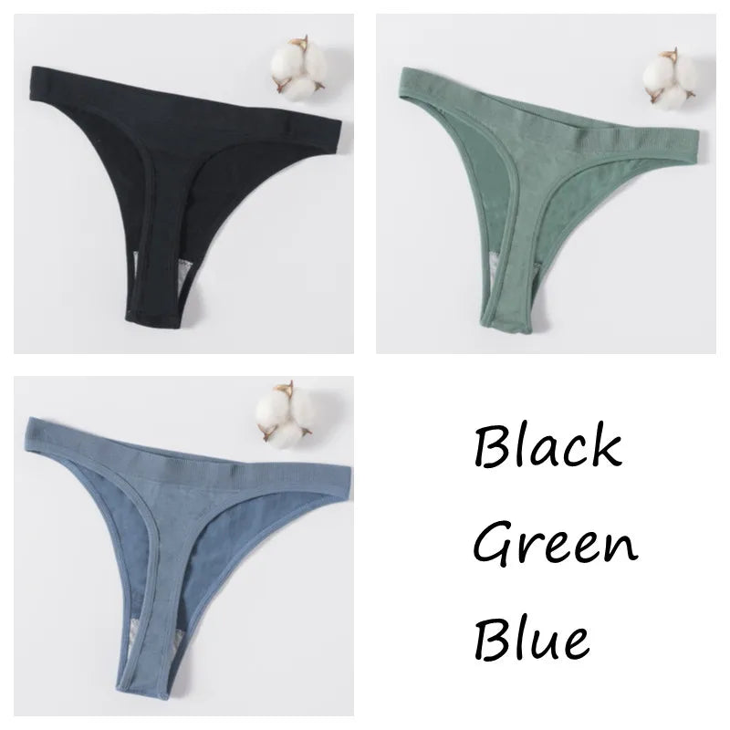 3PCS Seamless Thong Set – Romantic High-Waist Elegance
