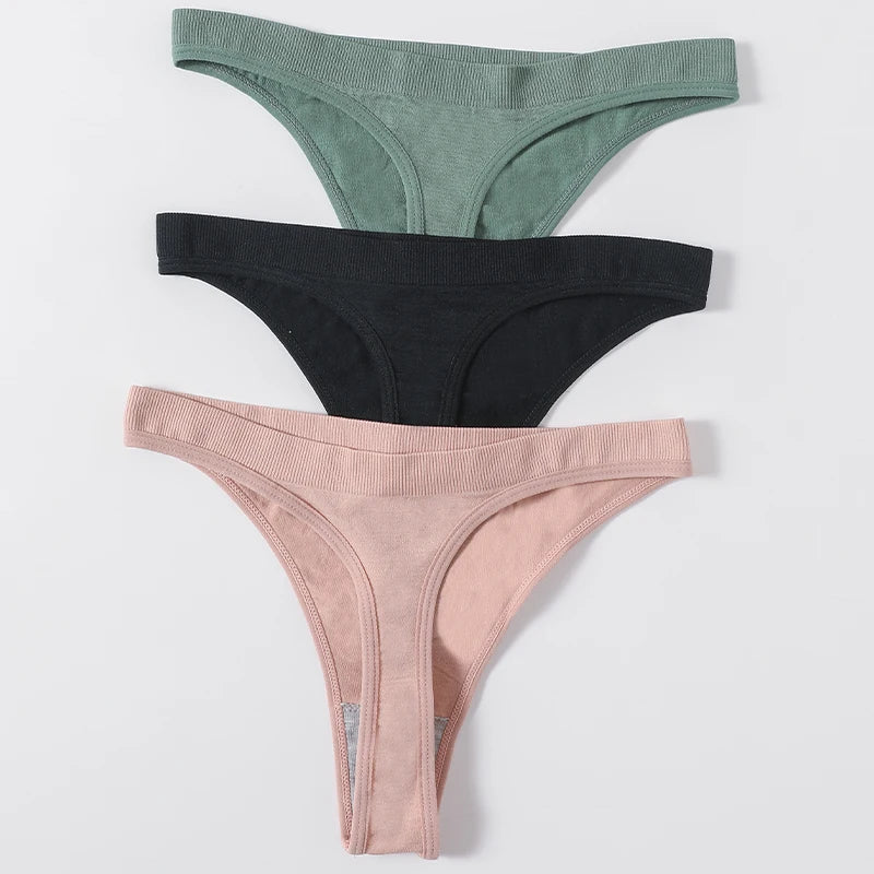 3PCS Seamless Thong Set – Romantic High-Waist Elegance