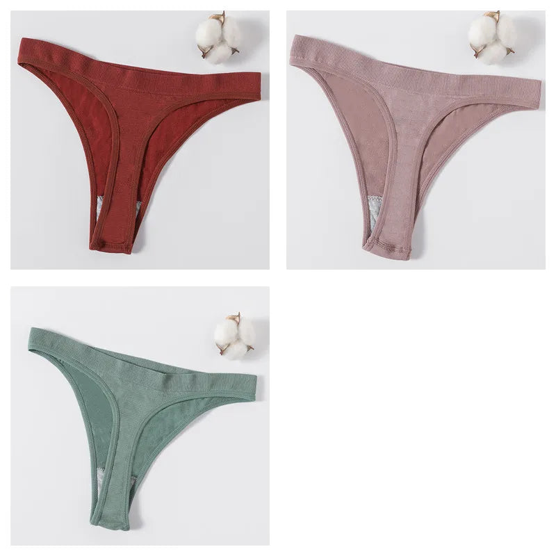 3PCS Seamless Thong Set – Romantic High-Waist Elegance