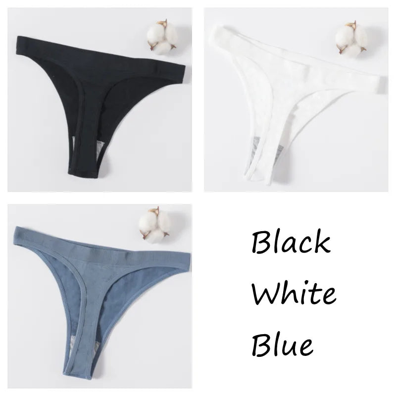 3PCS Seamless Thong Set – Romantic High-Waist Elegance