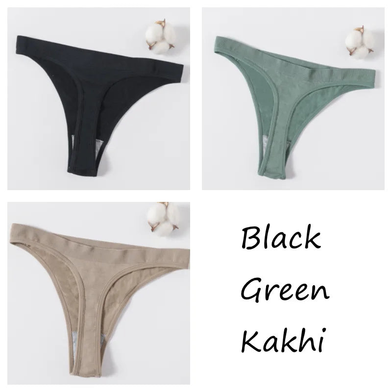 3PCS Seamless Thong Set – Romantic High-Waist Elegance