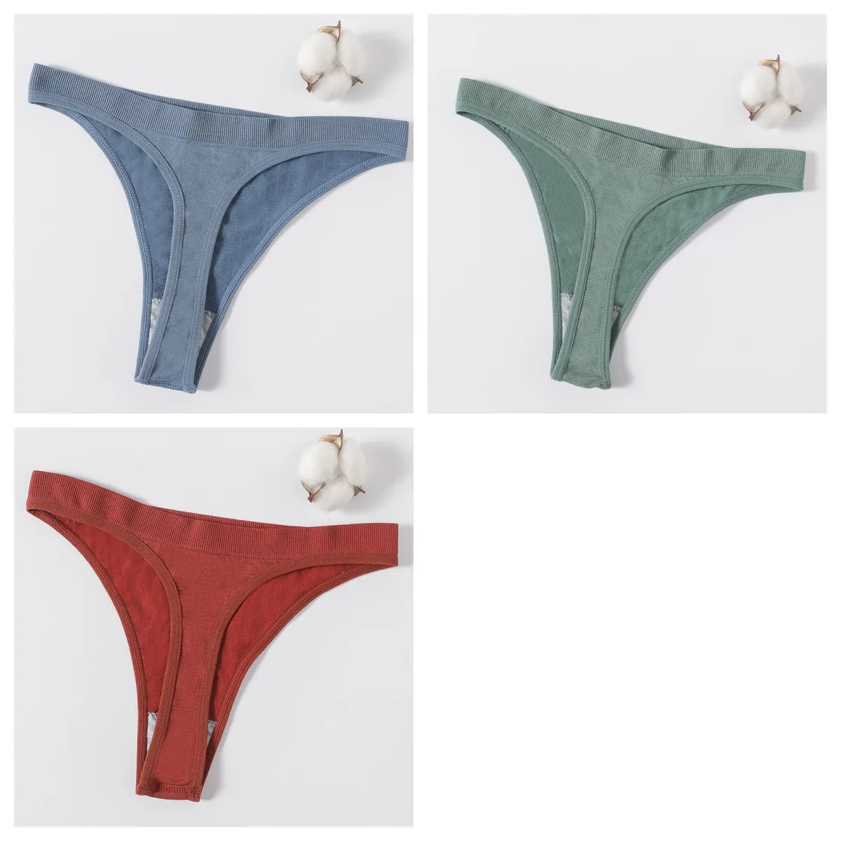 3PCS Seamless Thong Set – Romantic High-Waist Elegance