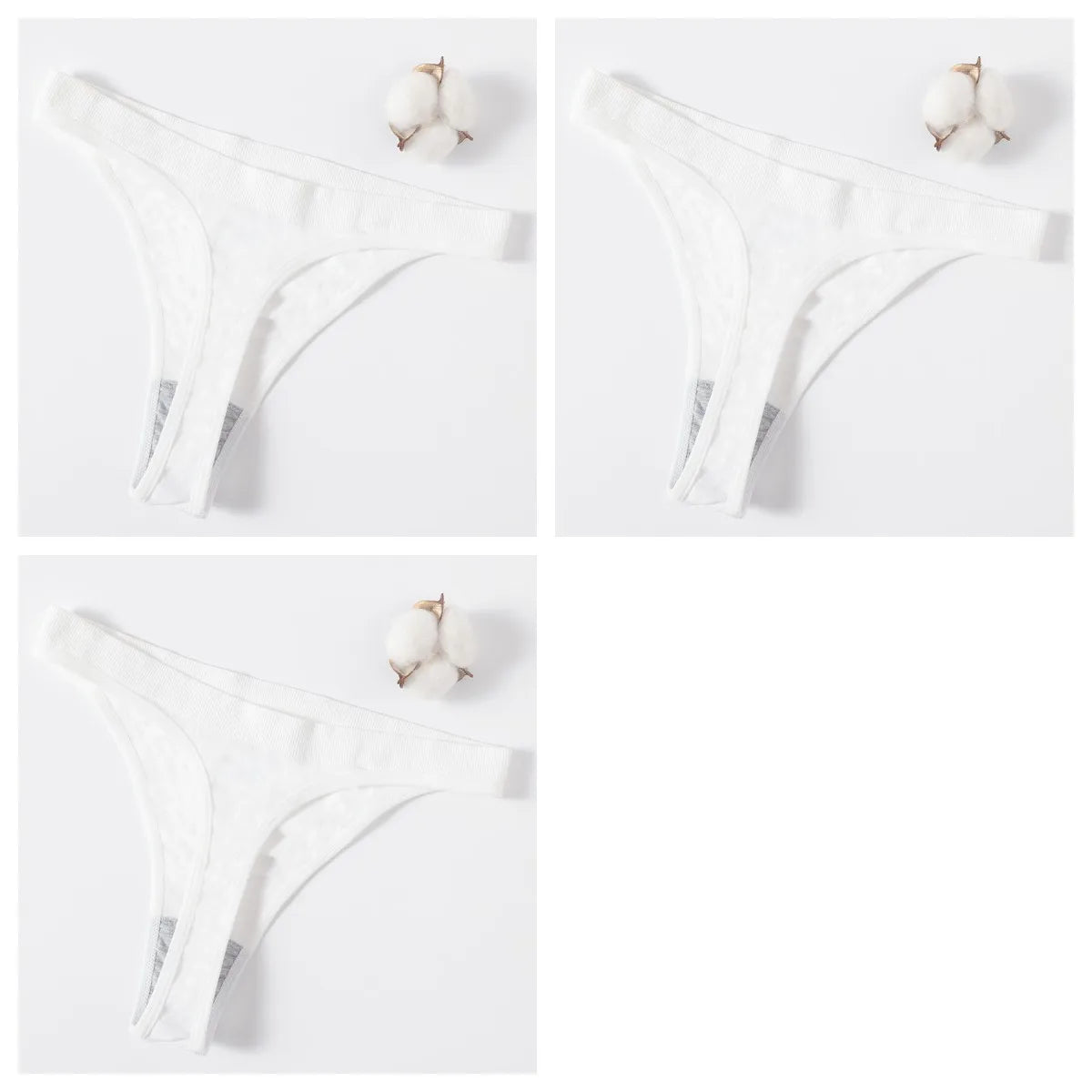 3PCS Seamless Thong Set – Romantic High-Waist Elegance