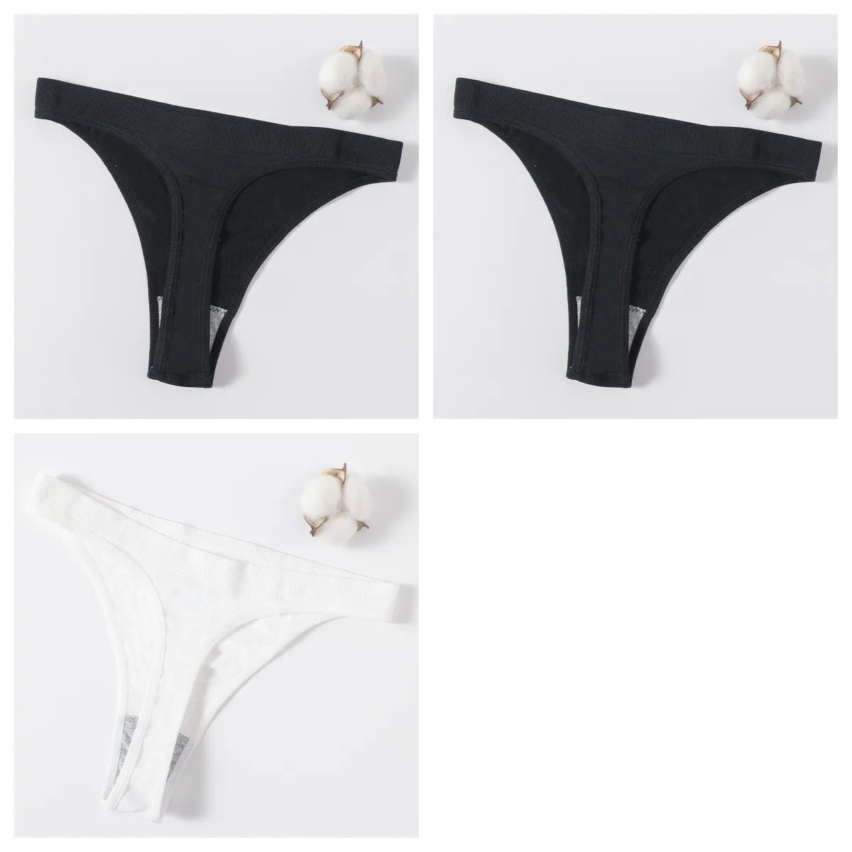 3PCS Seamless Thong Set – Romantic High-Waist Elegance