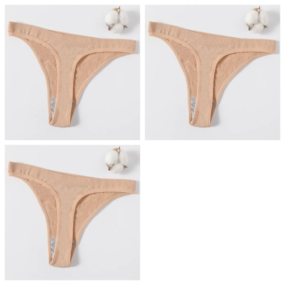 3PCS Seamless Thong Set – Romantic High-Waist Elegance