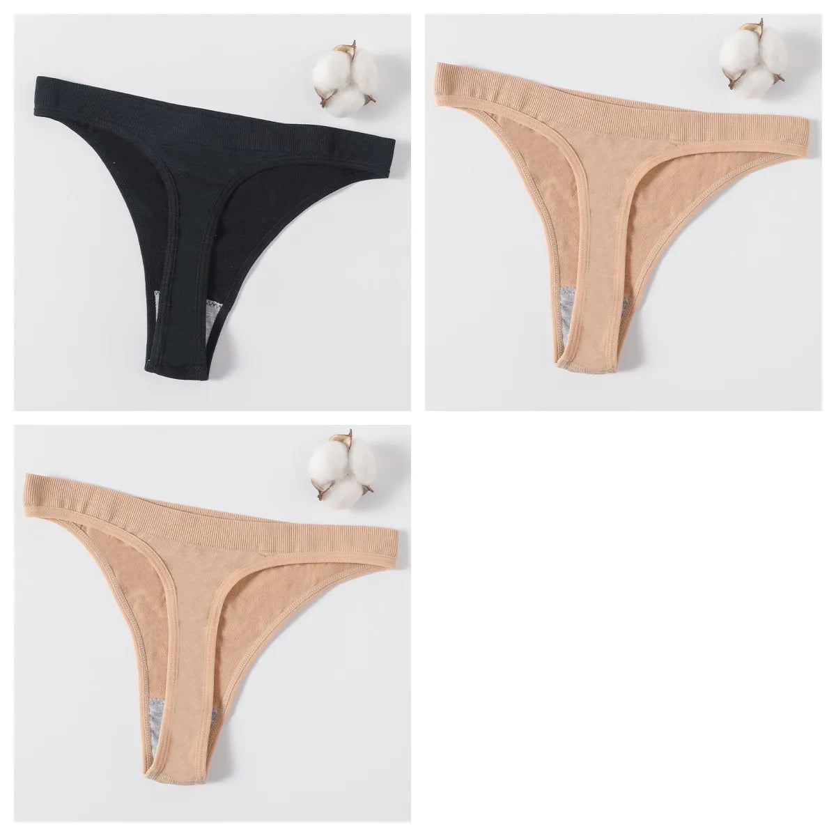 3PCS Seamless Thong Set – Romantic High-Waist Elegance