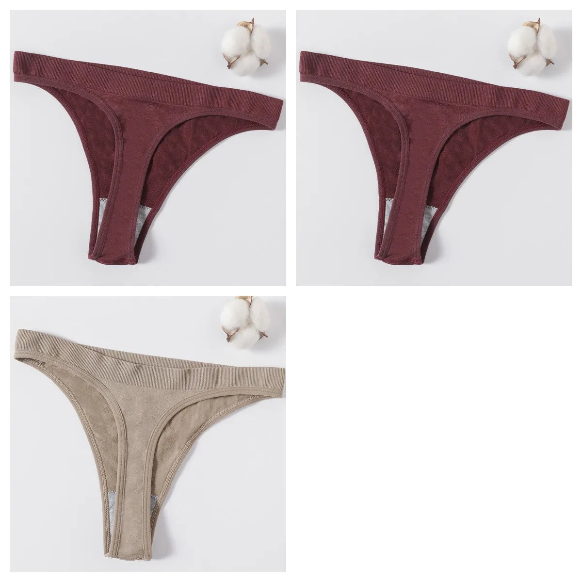 3PCS Seamless Thong Set – Romantic High-Waist Elegance