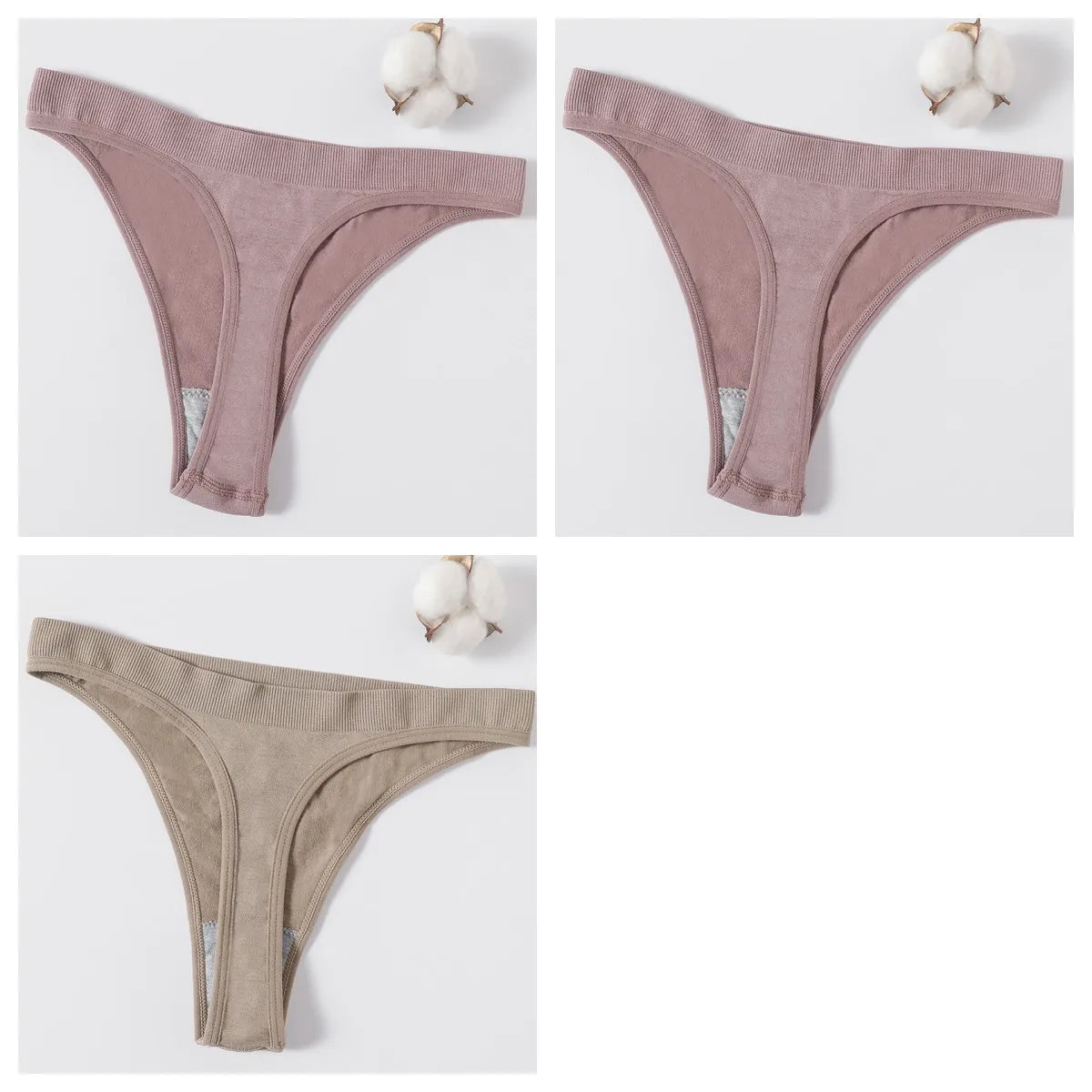 3PCS Seamless Thong Set – Romantic High-Waist Elegance
