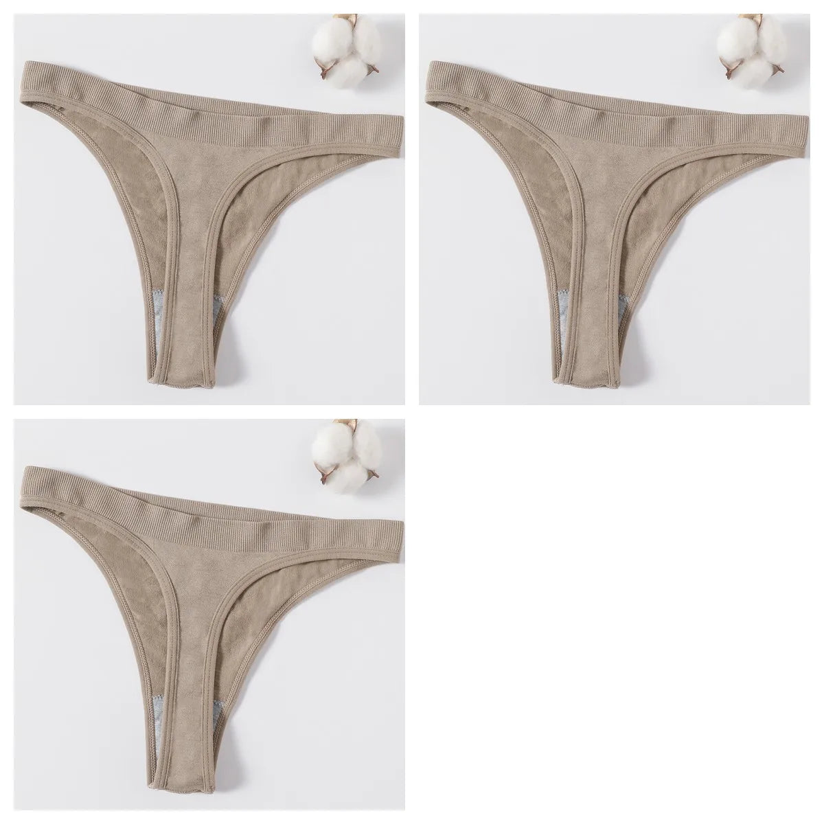 3PCS Seamless Thong Set – Romantic High-Waist Elegance