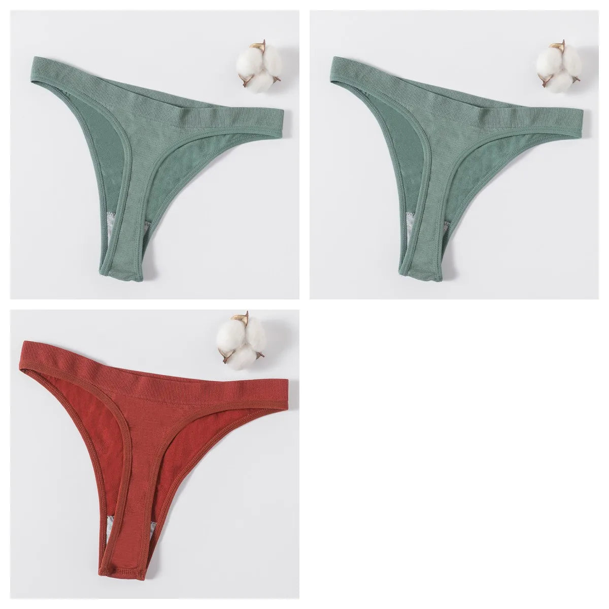 3PCS Seamless Thong Set – Romantic High-Waist Elegance