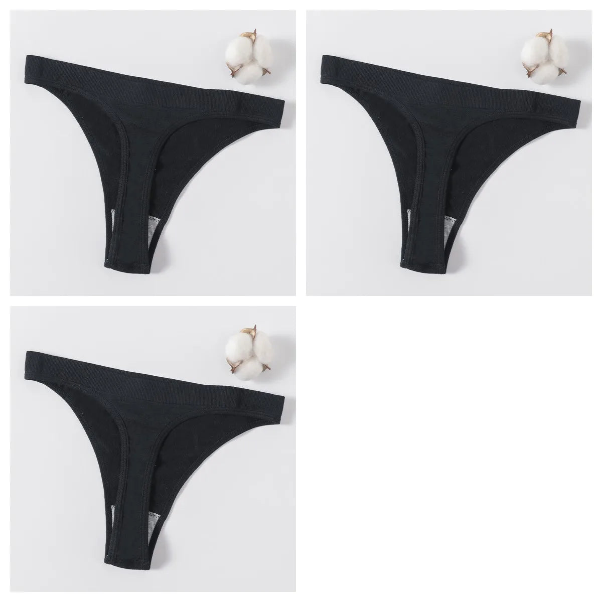 3PCS Seamless Thong Set – Romantic High-Waist Elegance