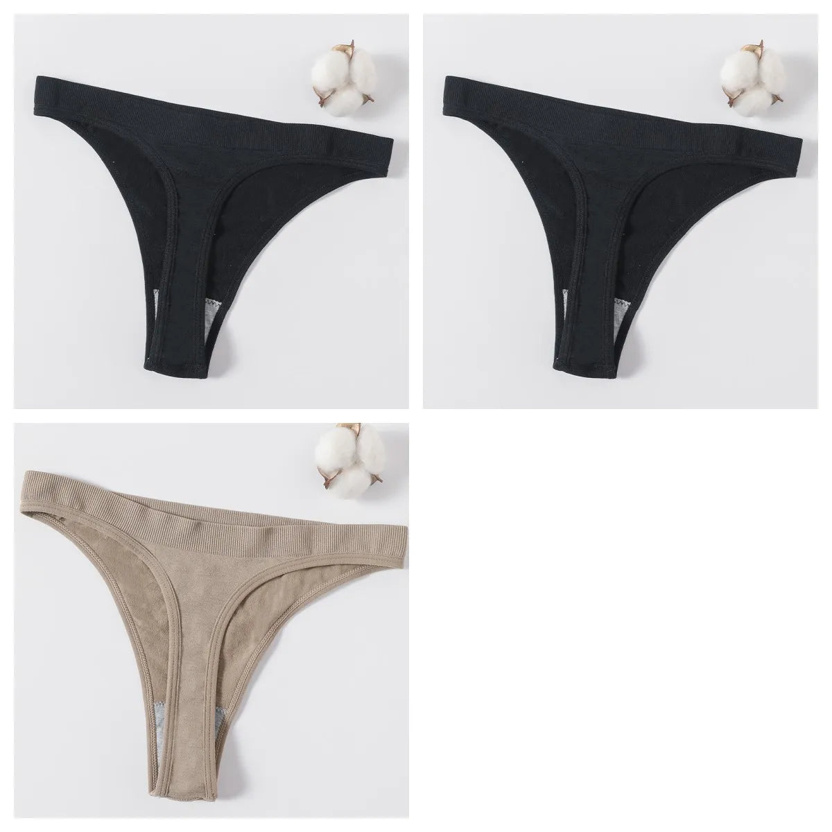 3PCS Seamless Thong Set – Romantic High-Waist Elegance