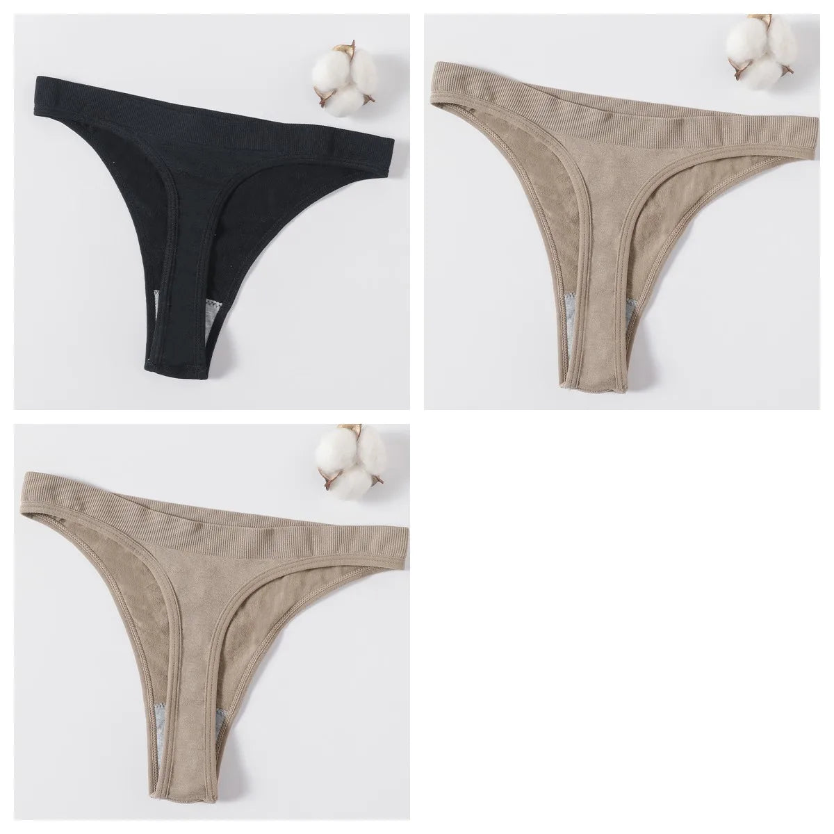 3PCS Seamless Thong Set – Romantic High-Waist Elegance